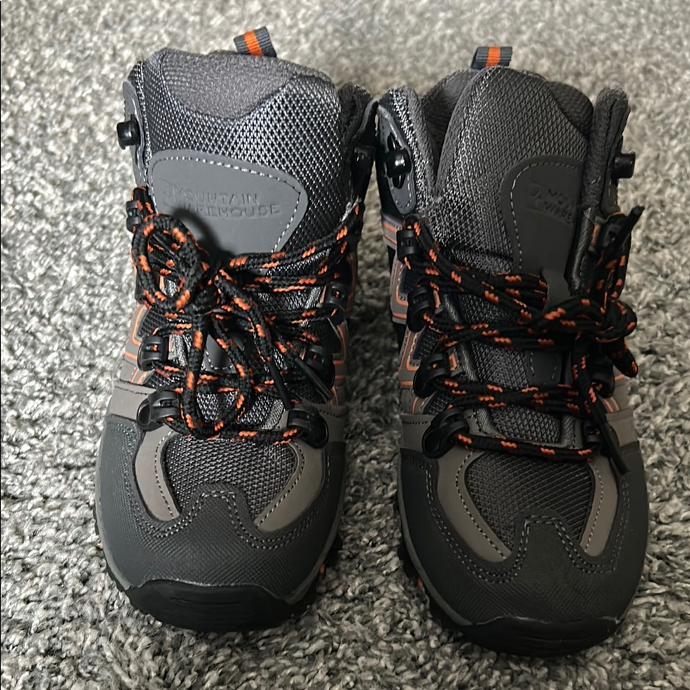 Gray and Orange High-Top Hiking Boots with Ankle Support